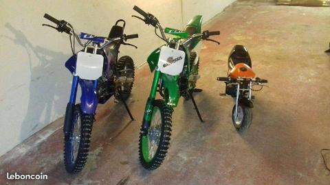 2 dirtbikes 125 et 1 pocketbike